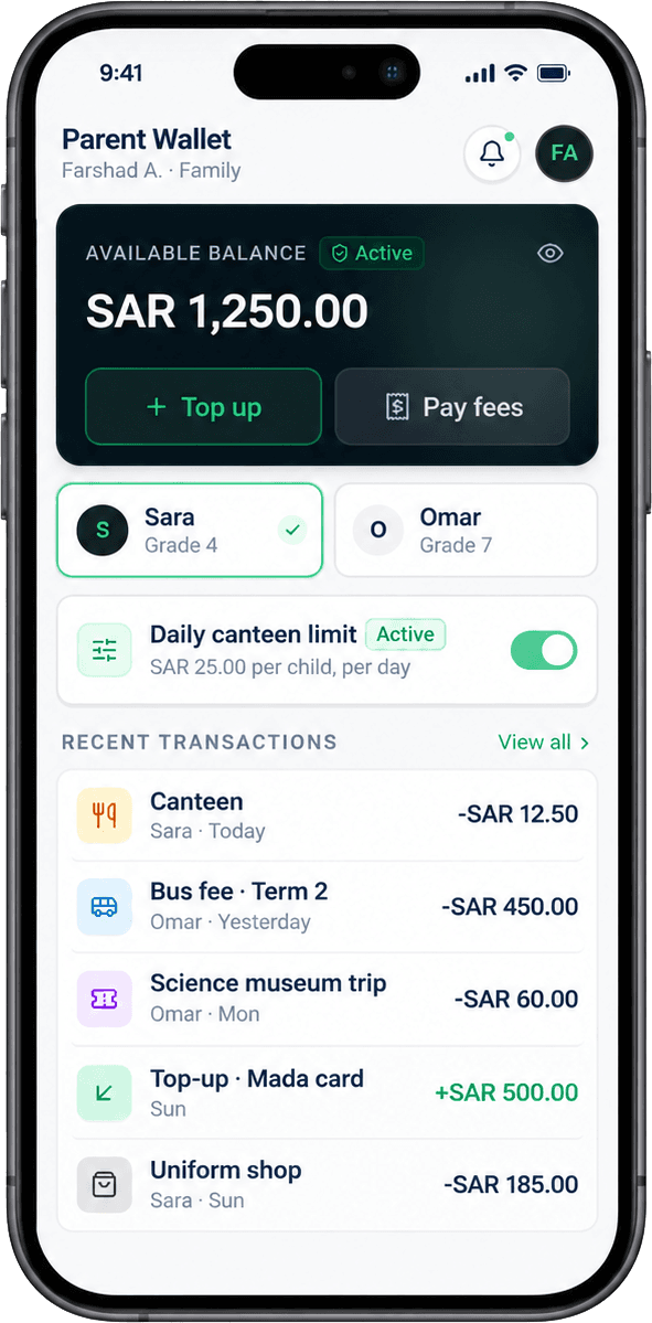 Acadely Parent Wallet Mobile App